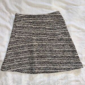 LOFT Petites Women’s Black White Multicolor Tweed Flare Skirt XSP EUC
